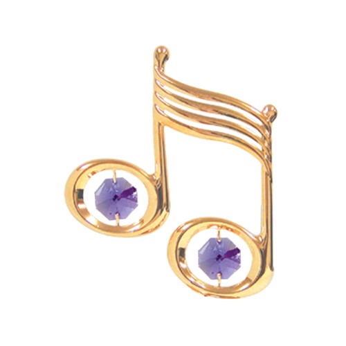 24k Gold Plated Music Note Sun Catcher w/ Swarovski Element Crystal (6 Colors)