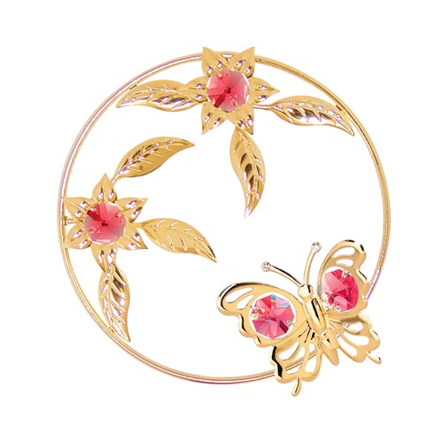 24K Gold Plated Butterfly In Flower Ring Sun Catcher/Swarovski | Mascot USA