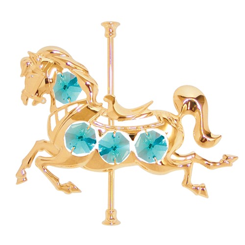 24K Gold Plated Carousel Horse Sun Catcher W/ Swarovski | Mascot USA