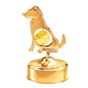 24k Gold Golden Retriever-Dog Small Music Box/Color Swarovski Element(10 Colors)
