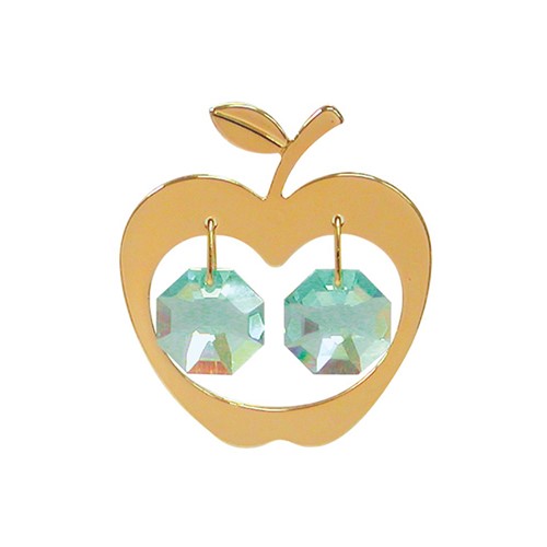 24k Gold Plated Apple Sun Catcher w/2 Swarovski Element Crystals (6 Colors)