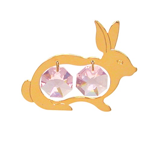 24K Gold Plated Rabbit Sun Catcher W/2 Swarovski | Mascot USA
