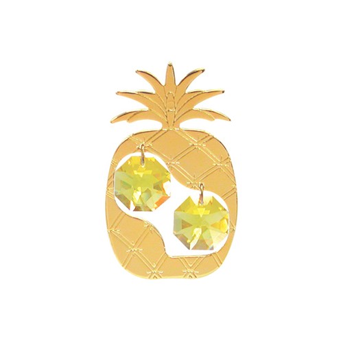 24k Gold Plated Pineapple Sun Catcher w/2 Swarovski Element Crystals (6 Colors)