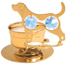 24k Gold Labrador Retriever-Dog T-Light Candle Hldr/Swarovski Element (6 colors)