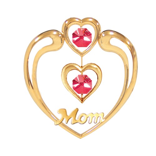 24K Gold Crystal Heart In Heart/"Mom" Sun Catcher/ Swarovski | Mascot USA
