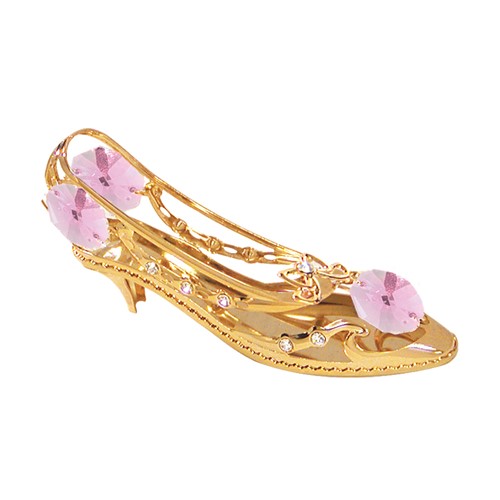 24k Gold Plated Shoe w/Bow Sun Catcher w/ Swarovski Element Crystal (6 colors)