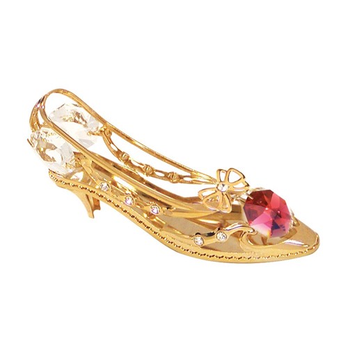 24k Gold Plated Shoe w/Butterfly Bow Sun Catcher w/ Swarovski Element (6 colors)