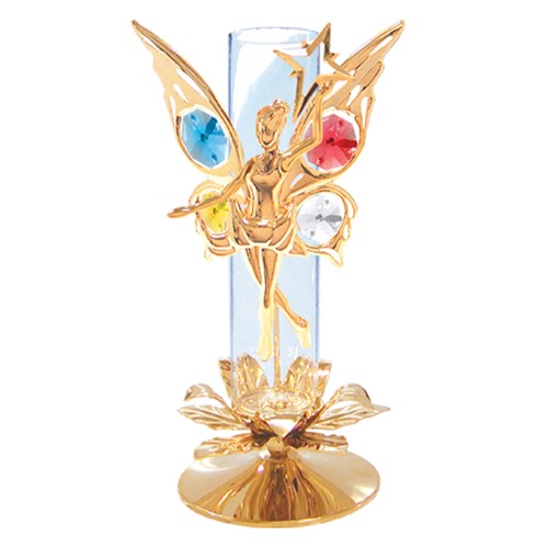 24k Gold Fairy w/Star Vase / Rooter Free Standing w/Mixed Swarovski Element