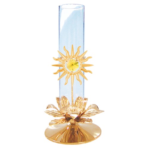 24k Gold Plated Sunburst Vase / Rooter Free Standing w/Gold Swarovski Element