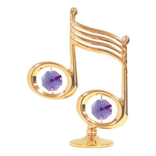 24k Gold Plated Double Music Note on Stand/Swarovski Element Crystal (6 colors)