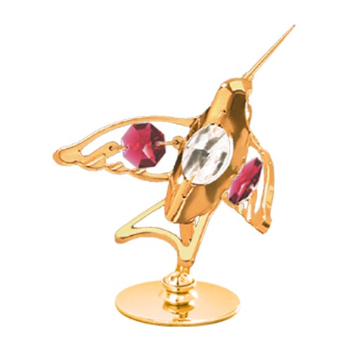 24k Gold Plated Hummingbird on Stand w/ Colors Swarovski Element (3 Colors)