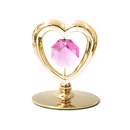 24k Gold Plated Mini Heart on Stand w/ Swarovski Crystal | Mascot USA