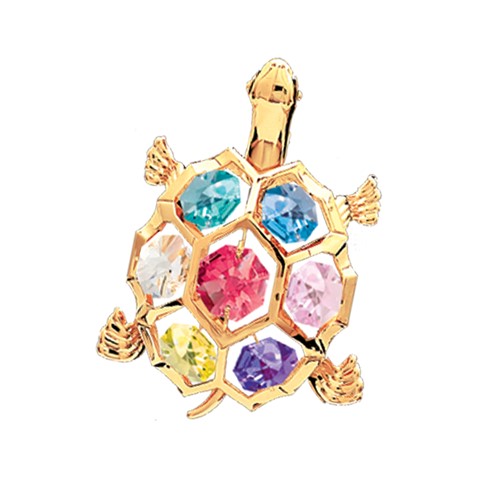24k Gold Plated Turtle Free Standing w/Mixed Swarovski Element Crystal