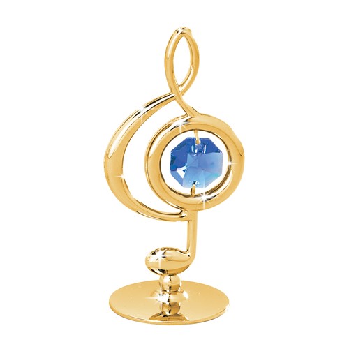 24k Gold Plated Mini Treble Clef on Stand w/ Swarovski Crystal | Mascot USA