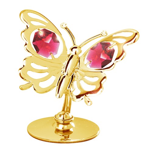 24k Gold Plated Mini Butterfly on Stand w/ Swarovski Crystal | Mascot USA