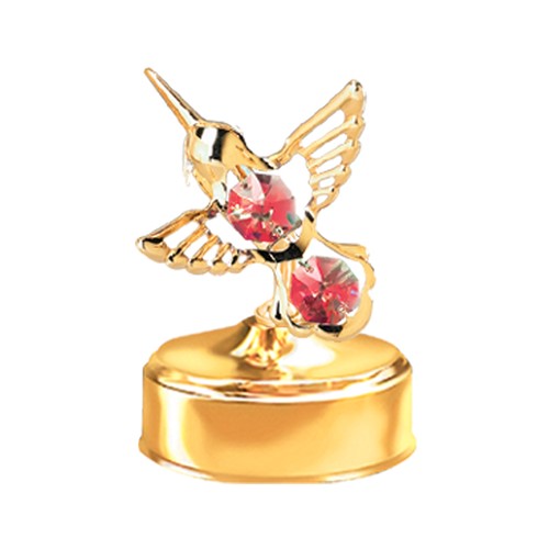 24k Gold Plated Mini Hummingbird Music Box/Swarovski Element Crystal (6 colors)