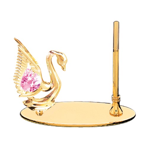 24K Gold Plated Swan Petite Pen Set w/Pink Swarovski Element Crystal