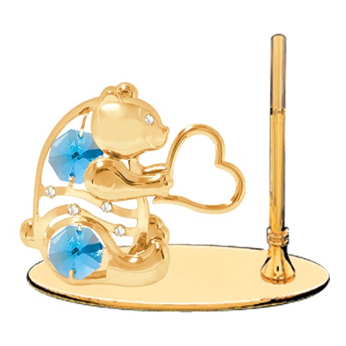 24K Gold Plated Bear w/Heart Petite Pen Set w/Swarovski Element (6 colors)
