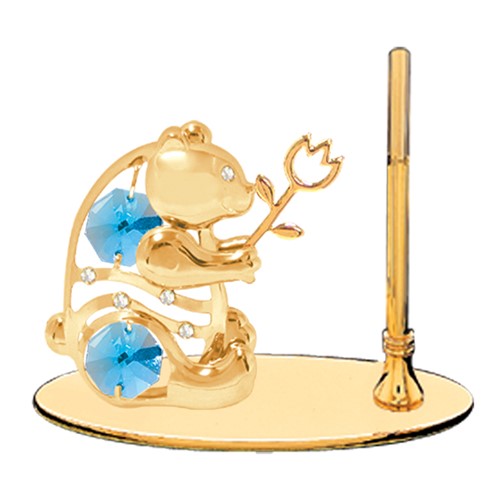 24K Gold Plated Bear w/Tulip Petite Pen Set/Swarovski Element Crystal (6 colors)
