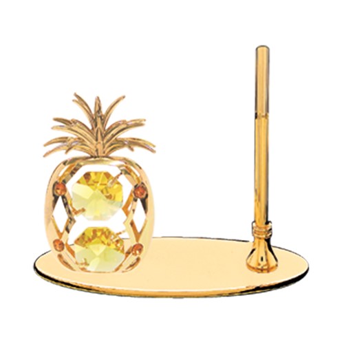 24K Gold Plated Pineapple Petite Pen Set/Swarovski Element Crystal (Gold/Green)
