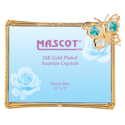 24K Gold Butterfly Rectangular Picture Frame w/Swarovski Element (6 colors)