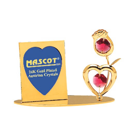 24K Gold Plated Rose/Heart Petite Picture Frame W/Swarovski | Mascot USA