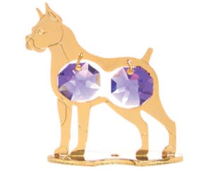 24k Gold Plated Boxer (Dog) Free Standing/Swarovski Element Crystals (6 colors)