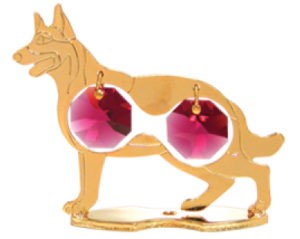 24k Gold Plated German Sheperd (Dog) Free Standing/Swarovski Element (6 colors)