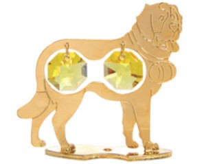 24k Gold Plated Saint Bernard (Dog) Free Standing w/Swarovski Element (6 colors)