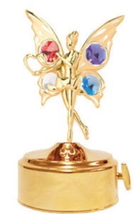 24k Gold Plated Fairy with Heart Music Box w/Mixed Swarovski Element Crystal