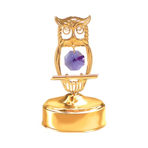 24k Gold Plated Owl Music Box w/ Swarovski Element Crystal (6 colors)