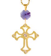 24k Gold Plated Cross Necklace with Swarovski Crystal| Mascot USA