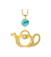 24k Gold Plated Teapot Necklace with Swarovski Crystal| Mascot USA