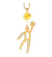 24k Gold Plated Basketball Player Necklace with Swarovski Crystal| Mascot USA