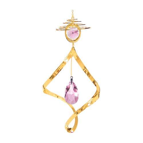 24k Gold Plated Almond Crystal Top Spiral/Swarovski Element Crystal (Blue/Pink)