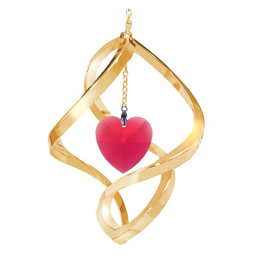 24k Gold Plated Heart Classic Spiral w/Swarovski Element Crystal (5 colors)