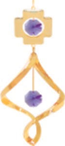 24k Gold Plated Cross Pendant Spiral w/Purple Swarovski Element Crystal