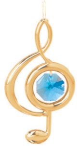 24K Gold Plated Large Treble Clef Ornament W/ Swarovski | Mascot USA