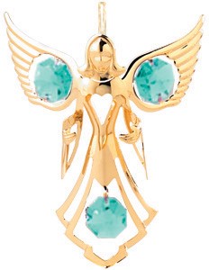 24K Gold Plated Angel W/Embrace Ornament W/Swarovski | Mascot USA