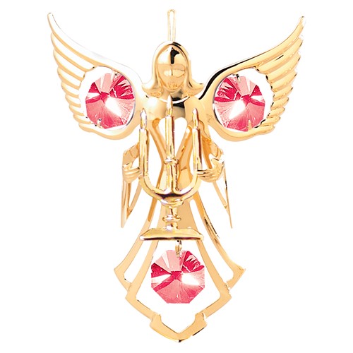 24K Gold Plated Angel W/Candles Ornament W/Swarovski | Mascot USA