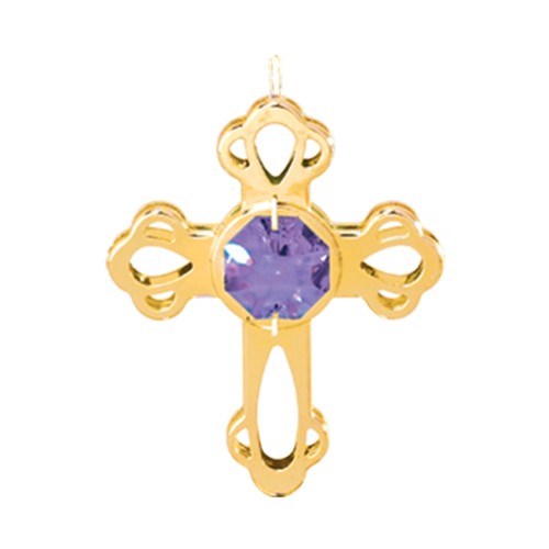 24K Gold Plated Mini Cross Ornament W/Swarovski | Mascot USA