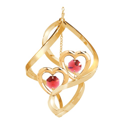 24K Gold Plated Twin Hearts Classic Spiral/Swarovski | Mascot USA