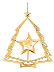 24K Gold Mini Star In Tree Ornament W/Clear Swarovski | Mascot USA