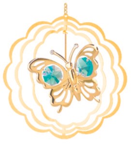 24k Gold Plated Butterfly Circle Ornament WITH CRYSTALS FROM SWAROVSKI