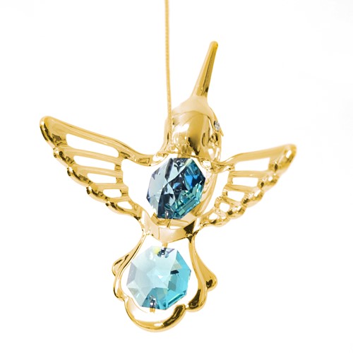 24K Gold Plated Hummingbird Ornament W/Swarovski | Mascot USA