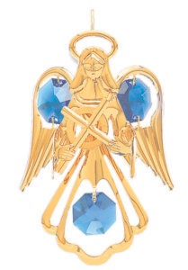 24K Gold Plated Angel W/Cross Ornament W/Swarovski | Mascot USA