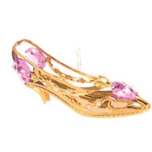 24K Gold Plated Shoe W/Heart Ornament W/Swarovski | Mascot USA