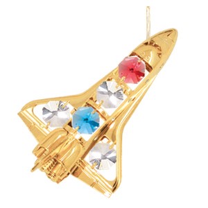 24K Gold Plated Space Shuttle Ornament W/ Swarovski | Mascot USA