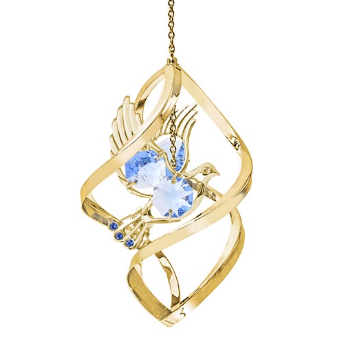 24k Gold Plated Dove Classic Spiral w/Swarovski Element Crystal (Blue/Red)