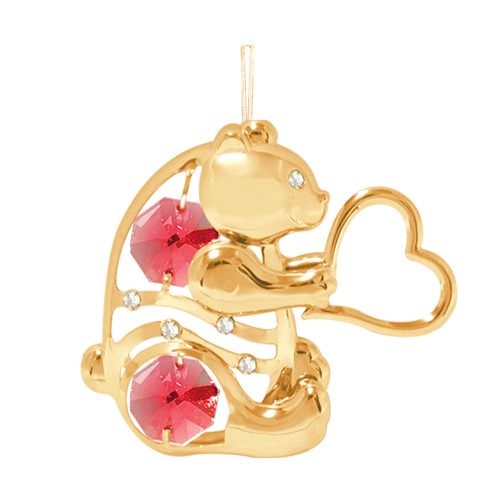 24K Gold Plated Bear W/Heart W/ Swarovski | Mascot USA